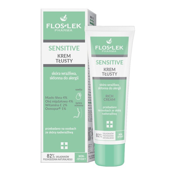 FlosLek Pharma Flos-Lek Sensitive, krem tłusty do skóry wrażliwej, skłonnej do alergii, 50 ml — Składniki i ocena