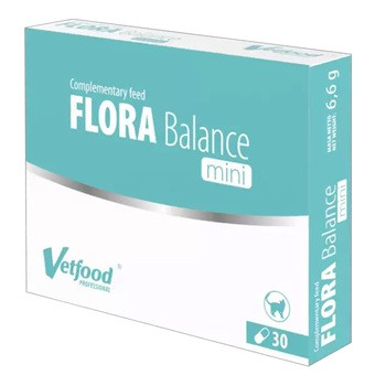 Vetfood Flora Balance mini, synbiotyk wspierający mikroflorę jelitową kotów, kapsułki, 30 szt. (blister)