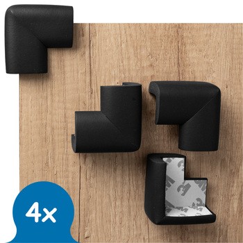 Sipo, piankowe zabezpieczenia narożników mebli, kolor czarny, 4 szt.