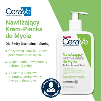 CeraVe, nawilżający krem-pianka do mycia, 473 ml