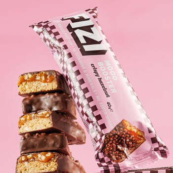 Fizi, Crispy Hazelnut, Mood Booster, baton orzechowy z karmelem, 40 g