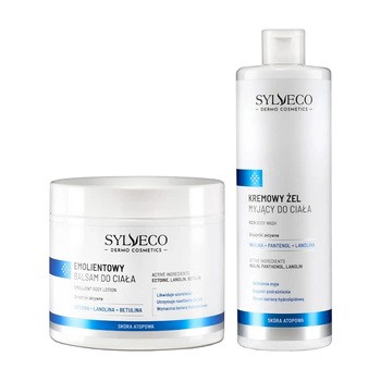 Zestaw Sylveco Dermo Skóra atopowa, emolientowy balsam do ciała, 400 ml + kremowy żel myjący do ciała, 400 ml