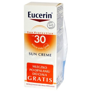 Zestaw Promocyjny Eucerin Ochrona Przeciwsłoneczna, krem do twarzy SPF30 + mleczko po opalaniu GRATIS