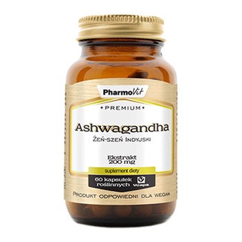 Pharmovit Premium Ashwaganda, Żeń-szeń indyjski, 200 mg, kapsułki, 60 szt.