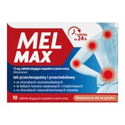 Mel Max, 15 mg, tabletki ulegające rozpadowi w jamie ustnej, 10 szt. https://azcdn.doz.pl/image/d/product/79610a78-scale-180x180.png