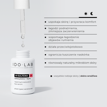 IDO LAB B-Sulfena, intensywnie regenerujące serum dla skóry suchej, wrażliwej i łojotokowej, 30 ml