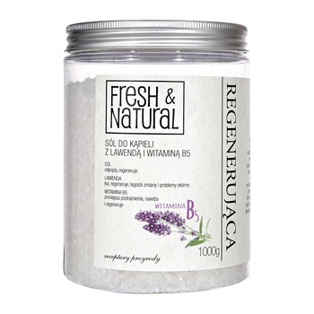 Fresh&Natural, regenerująca sól do kąpieli z lawendą i witamina B5, 1000 g