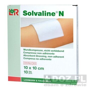 Solvaline N, opatrunek jałowy, włókninowy z bawełny, 10 x 10cm, 10 szt