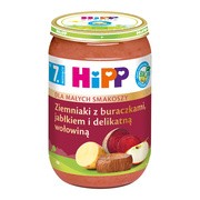HiPP BIO od pokoleń, Ziemniaki z buraczkami, jabłkiem i delikatną wołowiną, po 7. m-cu, 220 g