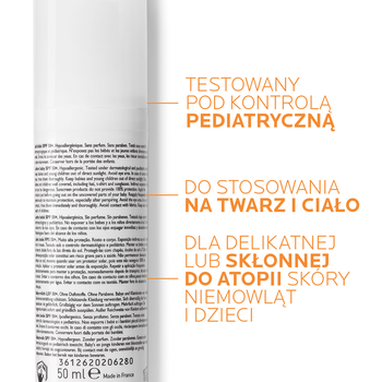 La Roche-Posay Anthelios Dermo-Pediatrics, ochronne mleczko do twarzy i ciała dla niemowląt i dzieci, SPF 50+, 50 ml
