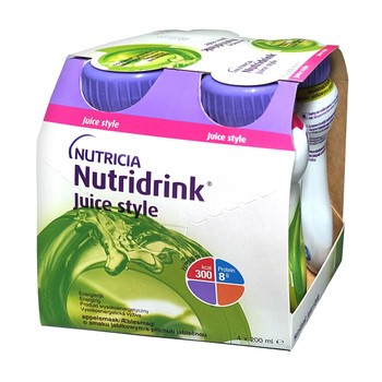 Nutridrink Juice Style, płyn o smaku jabłkowym, 4 x 200 ml