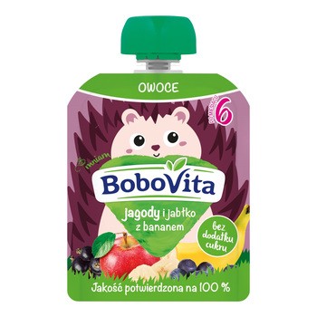 BoboVita, mus jagody i jabłka z bananem, 6m+, 80 g