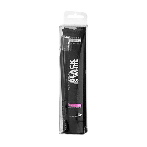 Curaprox Curaprox Black is White, pasta do zębów z węglem aktywnym, 90 ml + szczoteczka (supermiękka), 1 szt. — Inhaltsstoffe und Bewertung