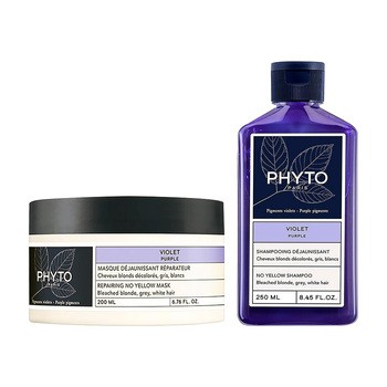 Zestaw Phyto Purple, szampon No Yellow, 250 ml + maska regenerująca No Yellow, 200 ml