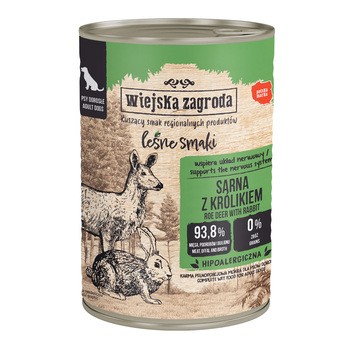 Wiejska Zagroda Leśne Smaki, Sarna z królikiem, mokra karma dla psa, 400 g
