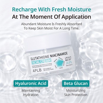 APLB Glutathione Niacinamide Facial Cream, krem rozjaśniający do twarzy z glutationem i niacynamidem, 55 ml