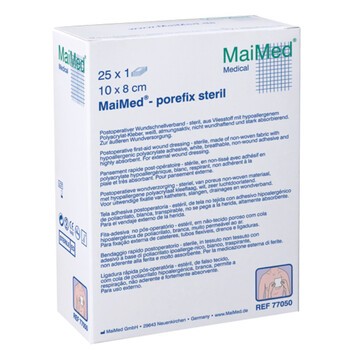 MaiMed-porefix plastry jałowe z opatrunkiem, 10 x 8 cm, 25 szt