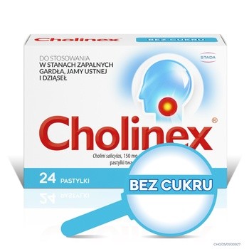 Cholinex, 150 mg, pastylki do ssania (bez cukru), 24 szt.