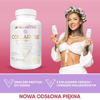 Allnutrition, ALLDEYNN CollaRose fish, pastylki do ssania, 180 szt.