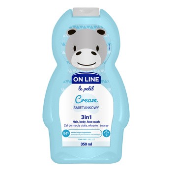 On Line, żel 3w1 do ciała, włosów i twarzy o zapachu lodów śmietankowych, 350 ml