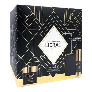 Zestaw Promocyjny Lierac Premium, odżywczy krem przeciwstarzeniowy, 50 ml + przeciwzmarszczkowy krem pod oczy, 15 ml + kosmetyczka GRATIS