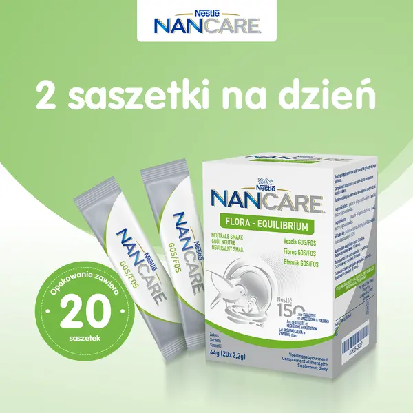 Порошок в саше Nestle NANCare Flora Equilibrium, волокна GOS и FOS, с рождения, 20 шт по 2,2 г — фото 6