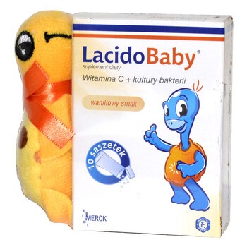 LacidoBaby z witaminą C o smaku waniliowym, 10 saszetek + maskotka GRATIS