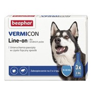 Beaphar Vermicon Line-on dla średnich psów, 3 pipety kropli przeciwpchłowych dla psów 3 ml