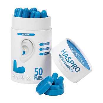 Haspro Tube 50, stopery do uszu, niebieskie, 50 par