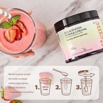 Reme Kolagenowa Formuła Piękna, truskawka - opuncja figowa, proszek, 150 g