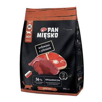 Pan Mięsko, sucha karma dla kota, wołowina z jeleniem, 400 g