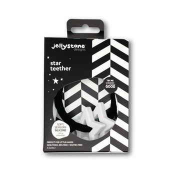 Jellystone Designs, gryzak Gwiazdki, czarno-biały, 1 szt.