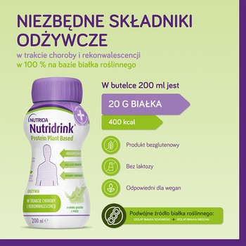 Nutridrink Protein Plant Based, płyn o smaku groszku z miętą, 4 x 200 ml