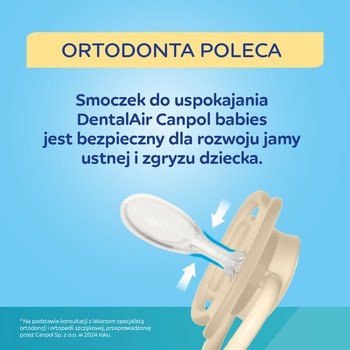 Canpol Babies, smoczek silikonowy DentalAir 0-6 m symetryczny, kremowy, 2 szt.