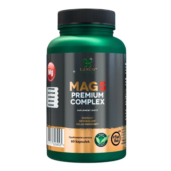 Магний Lanco Nutritions Mag5 Premium Complex, 5 форм магния, 60 капсул