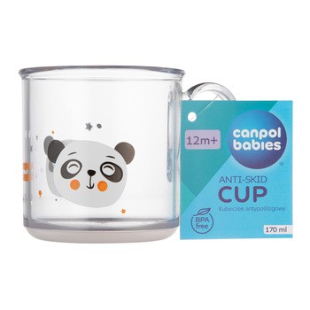 Canpol Babies, kubek antypoślizgowy z uchem Exotic Animals, 170 ml, transparentny, 1 szt.