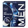 Zestaw Promocyjny, Nivea Men, Get Protected, żel pod prysznic 3 w 1, 250 ml + Antyperspirant, 50 ml + Krem, Men Creme, 75 ml