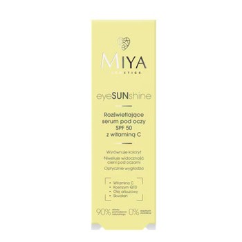 Miya Cosmetics eyeSUNshine, rozświetlające serum pod oczy z witaminą C, SPF 50, 15 ml