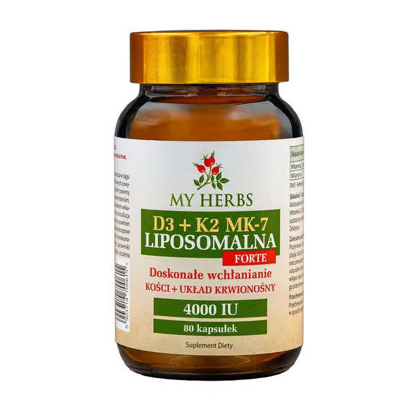 Витамин D3 и K2 My Herbs Forte, липосомальный, MK-7, 80 капсул
