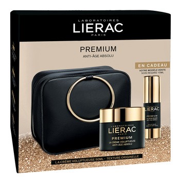 Zestaw Promocyjny Lierac Premium, odżywczy krem przeciwstarzeniowy, 50 ml + krem pod oczy, 15 ml GRATIS + kosmetyczka