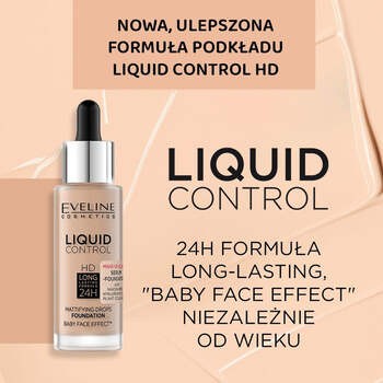 Eveline Liquid Control HD, matujący podkład do twarzy nr 010, 32 ml