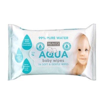 Beauty Formulas Aqua, chusteczki nawilżane dla dzieci, 56 szt.