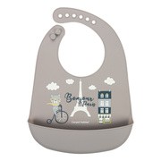 Canpol Babies, śliniak silikonowy z kieszonką Bonjour, beżowy, 1 szt. https://azcdn.doz.pl/image/d/product/964a0145-scale-180x180.png