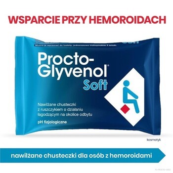 Zestaw Procto-Glyvenol, 400 mg + 40 mg, czopki doodbytnicze, 10 szt. + Procto-Glyvenol Soft, nawilżane chusteczki dla osób z hemoroidami, 30 szt.