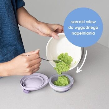 B.BOX, fill + feed, silikonowa miseczka z pokrywką do karmienia dla niemowląt i dzieci, kolor błękitny, 110 ml