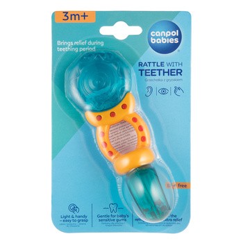 Canpol Babies, grzechotka z gryzakiem wodnym LIZAK, niebieski, 1 szt.