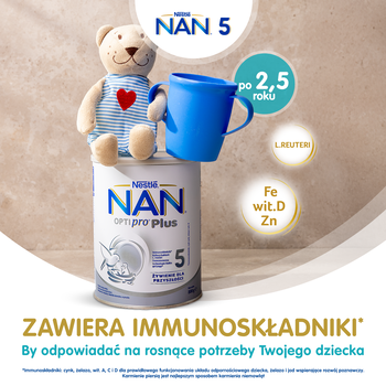 Nestle Nan Optipro Plus 5, produkt na bazie mleka, proszek, po 2,5 roku, 800 g