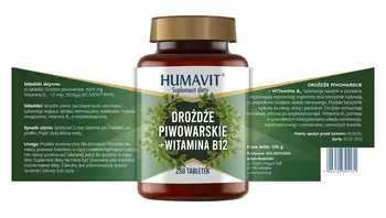 Humavit Drożdże Piwowarskie + Witamina B12, tabletki, 250 szt.