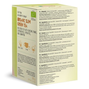 Diet-food, BIO Slim Green Tea, herbata ziołowa z Garcinia Cambogia, 20 x 1,5 g