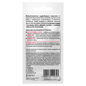L`Biotica Dermomask, maska natychmiastowo wygładzająca z witaminą A, 8 ml